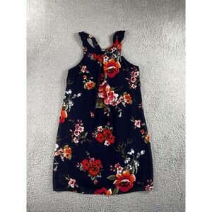 Iz‎ Byer Halter Dress Women Large Midi Navy Floral Print
